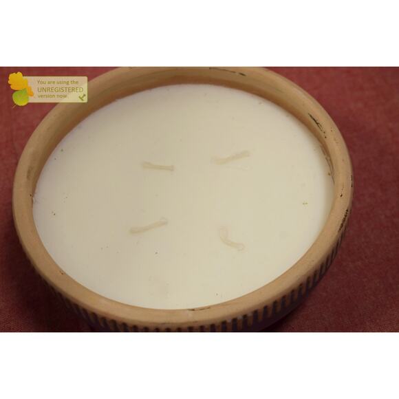 Hearth & Hand with Magnolia 4-Wick Rim Stripe Ceramic Sun and Citron Candle Blue - Picture 3 of 6